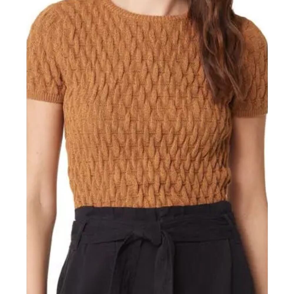 Treasure & Bond Camel Cable Knit Short Sleeve Cozy Sweater M NWOT Boho Chic